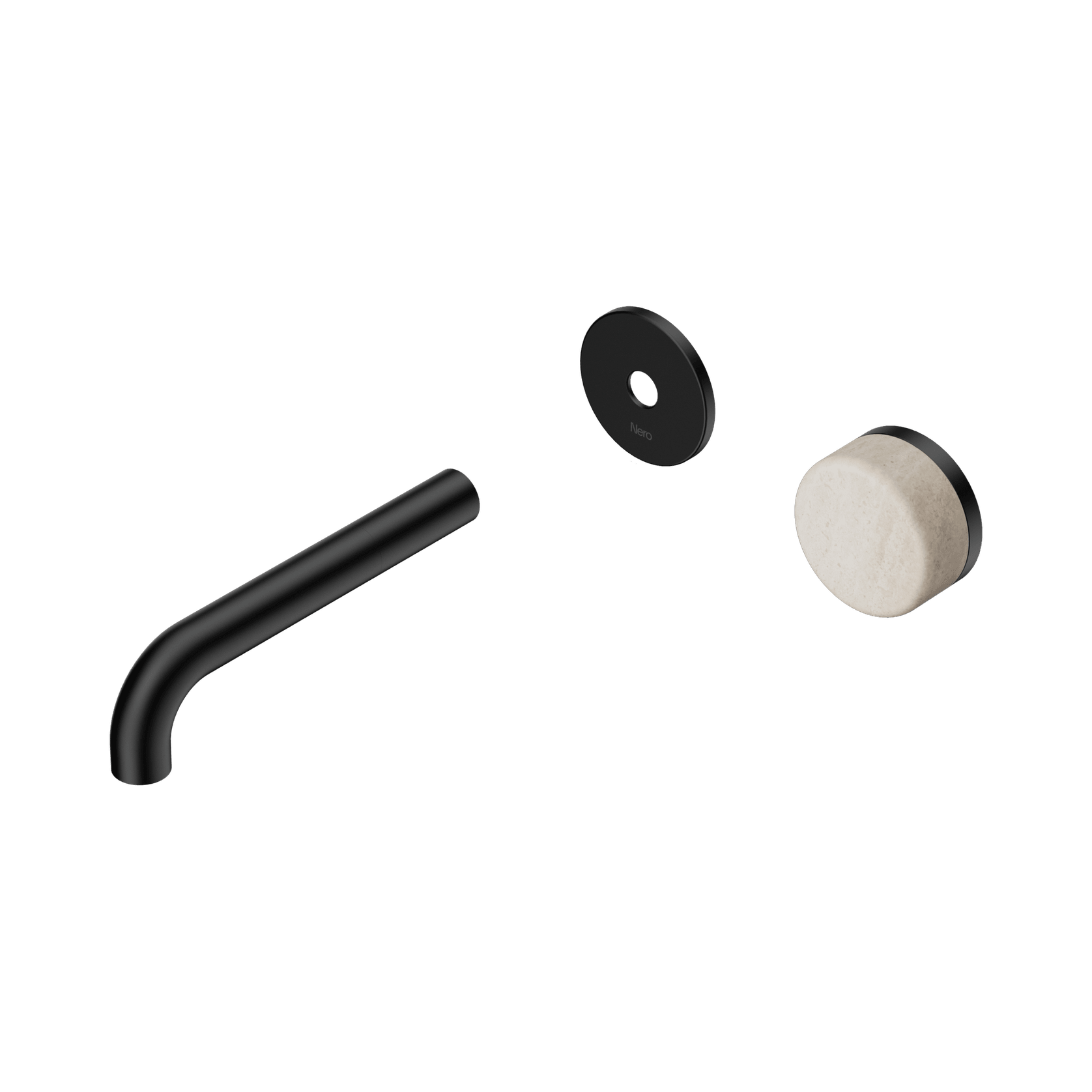 Serenity Wall Basin Mixer 160mm Spout Rome Travertine Handle Matte Black gallery detail image