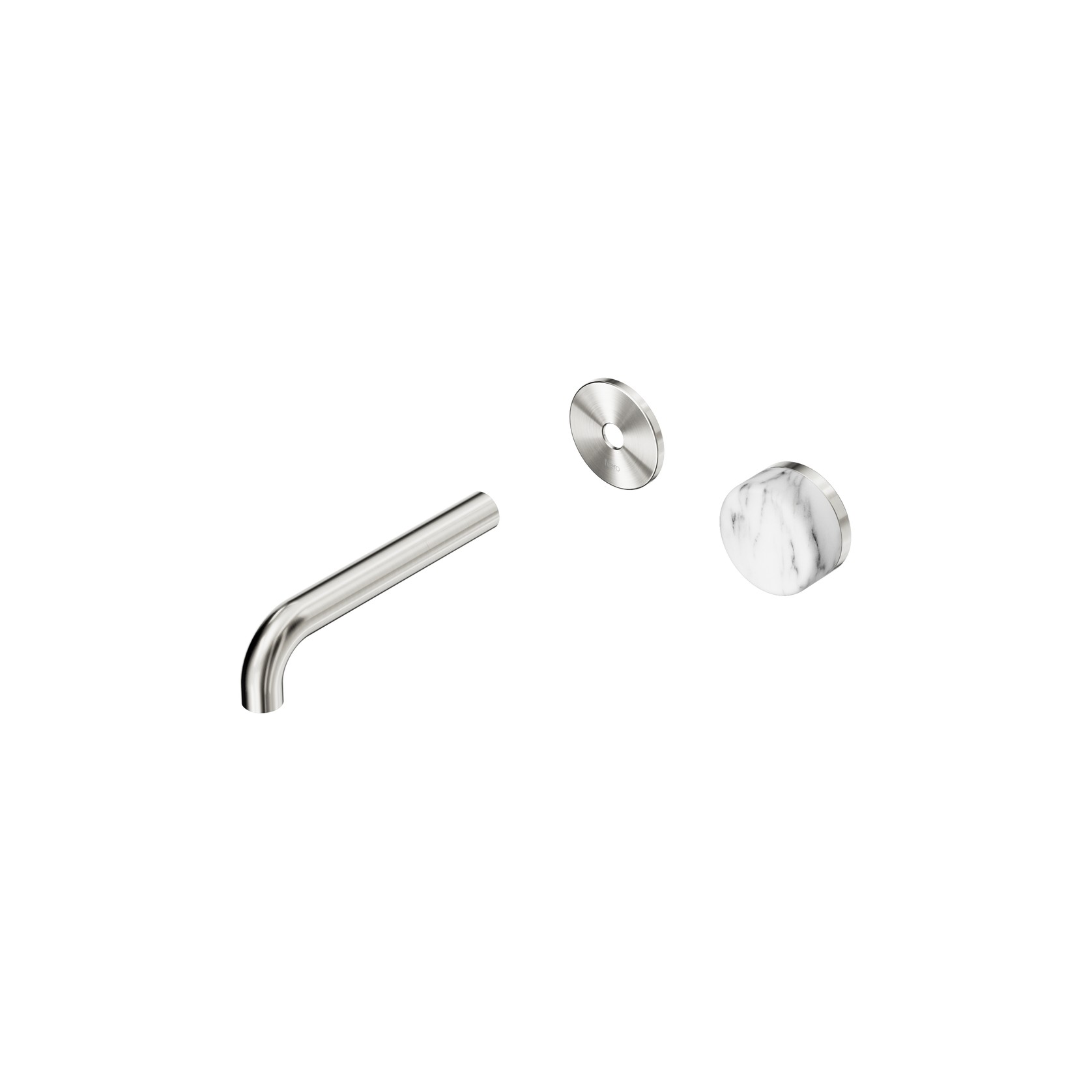 Serenity Wall Basin Mixer 160mm Spout Arabescato Corchia Handle Brushed Nickel gallery detail image