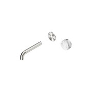 Serenity Wall Basin Mixer 160mm Spout Arabescato Corchia Handle Brushed Nickel gallery detail image