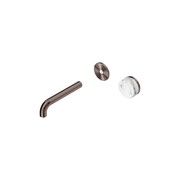 Serenity Wall Basin Mixer 160mm Spout Arabescato Corchia Handle Brushed Bronze gallery detail image