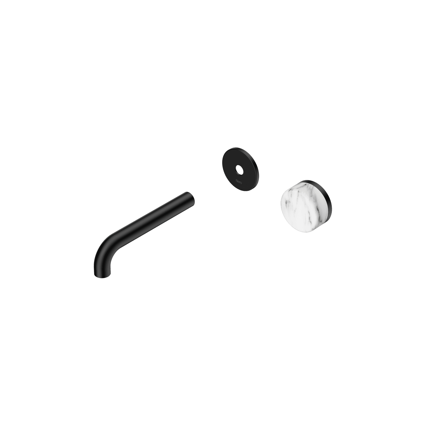 Serenity Wall Basin Mixer 160mm Spout Arabescato Corchia Handle Matte Black gallery detail image