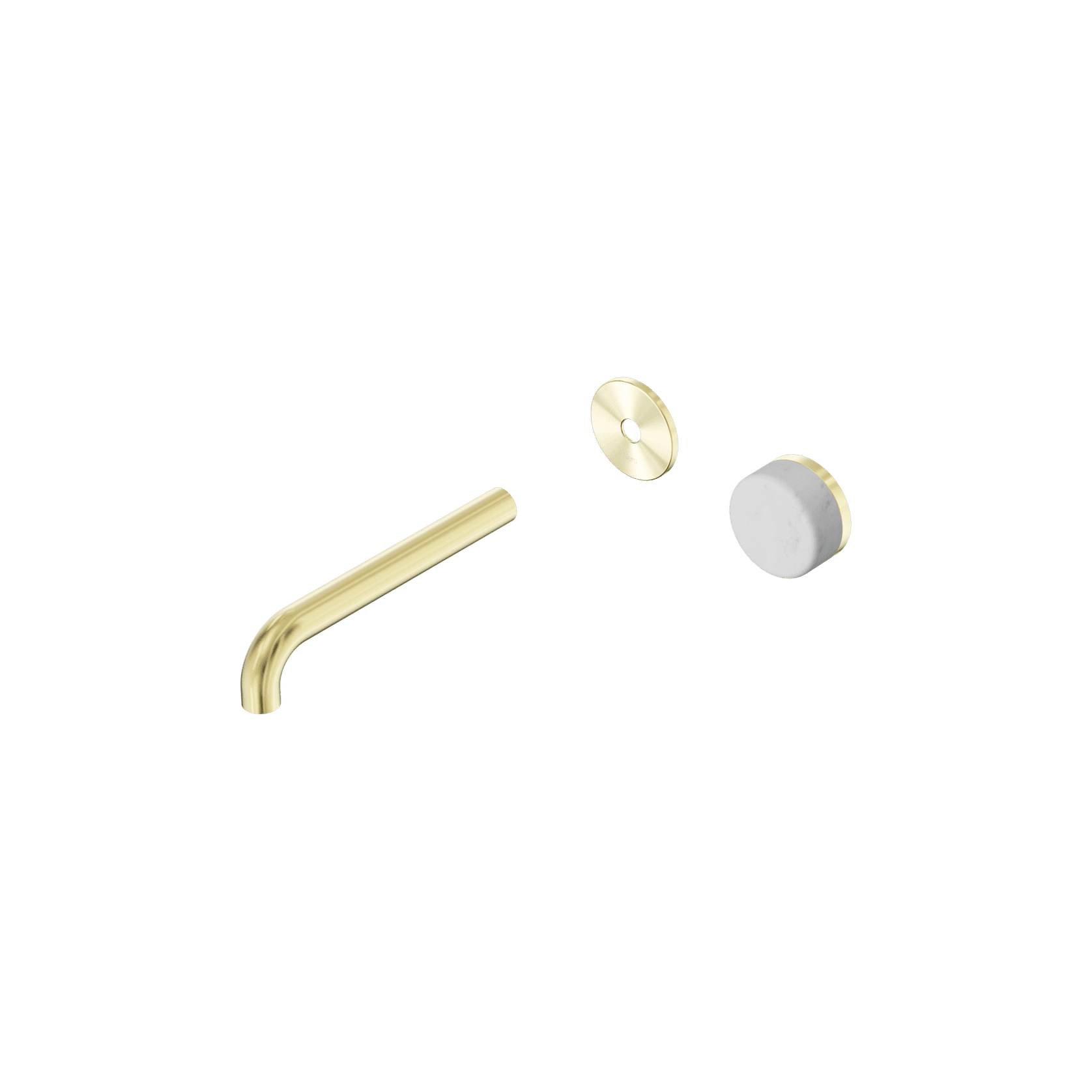 Serenity Wall Basin Mixer 185mm Spout Carrara Handle Brushed Gold gallery detail image