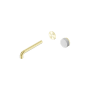 Serenity Wall Basin Mixer 185mm Spout Carrara Handle Brushed Gold gallery detail image