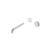 Serenity Wall Basin Mixer 185mm Spout Carrara Handle Brushed Nickel gallery detail image