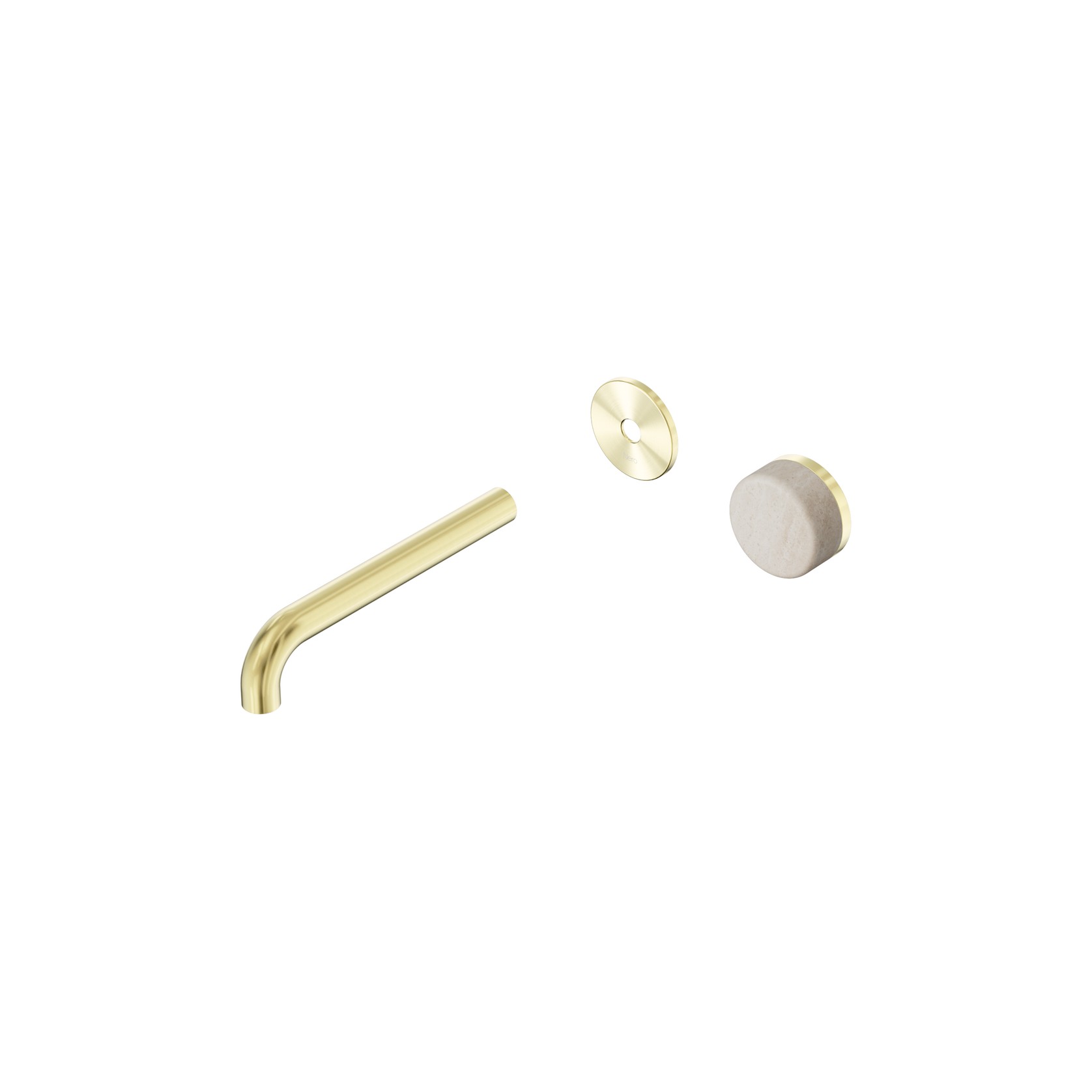 Serenity Wall Basin Mixer 185mm Spout Rome Travertine Handle Brushed Gold gallery detail image