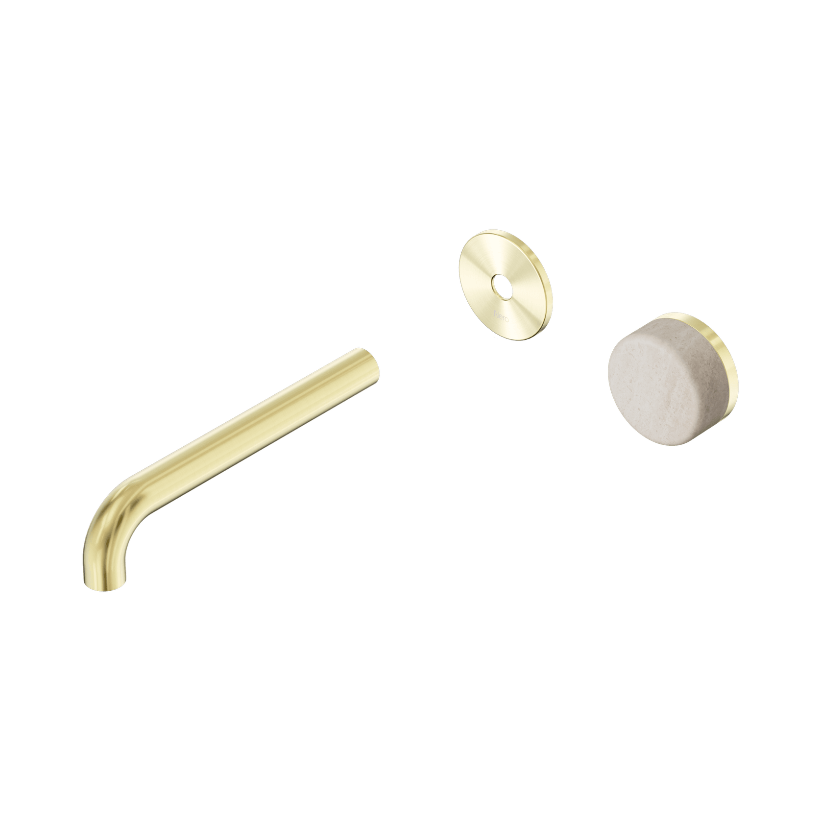 Serenity Wall Basin Mixer 185mm Spout Rome Travertine Handle Brushed Gold gallery detail image