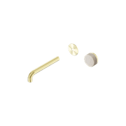 Serenity Wall Basin Mixer 185mm Spout Rome Travertine Handle Brushed Gold gallery detail image