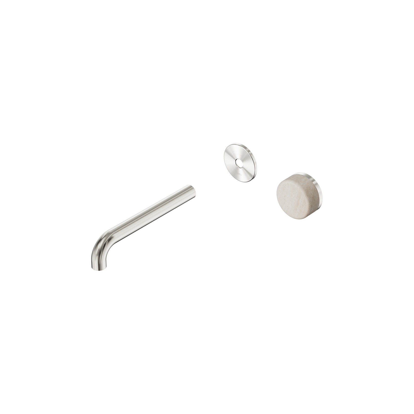 Serenity Wall Basin Mixer 185mm Spout Rome Travertine Handle Brushed Nickel gallery detail image