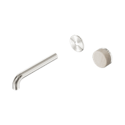 Serenity Wall Basin Mixer 185mm Spout Rome Travertine Handle Brushed Nickel gallery detail image