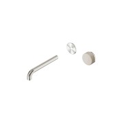 Serenity Wall Basin Mixer 185mm Spout Rome Travertine Handle Brushed Nickel gallery detail image