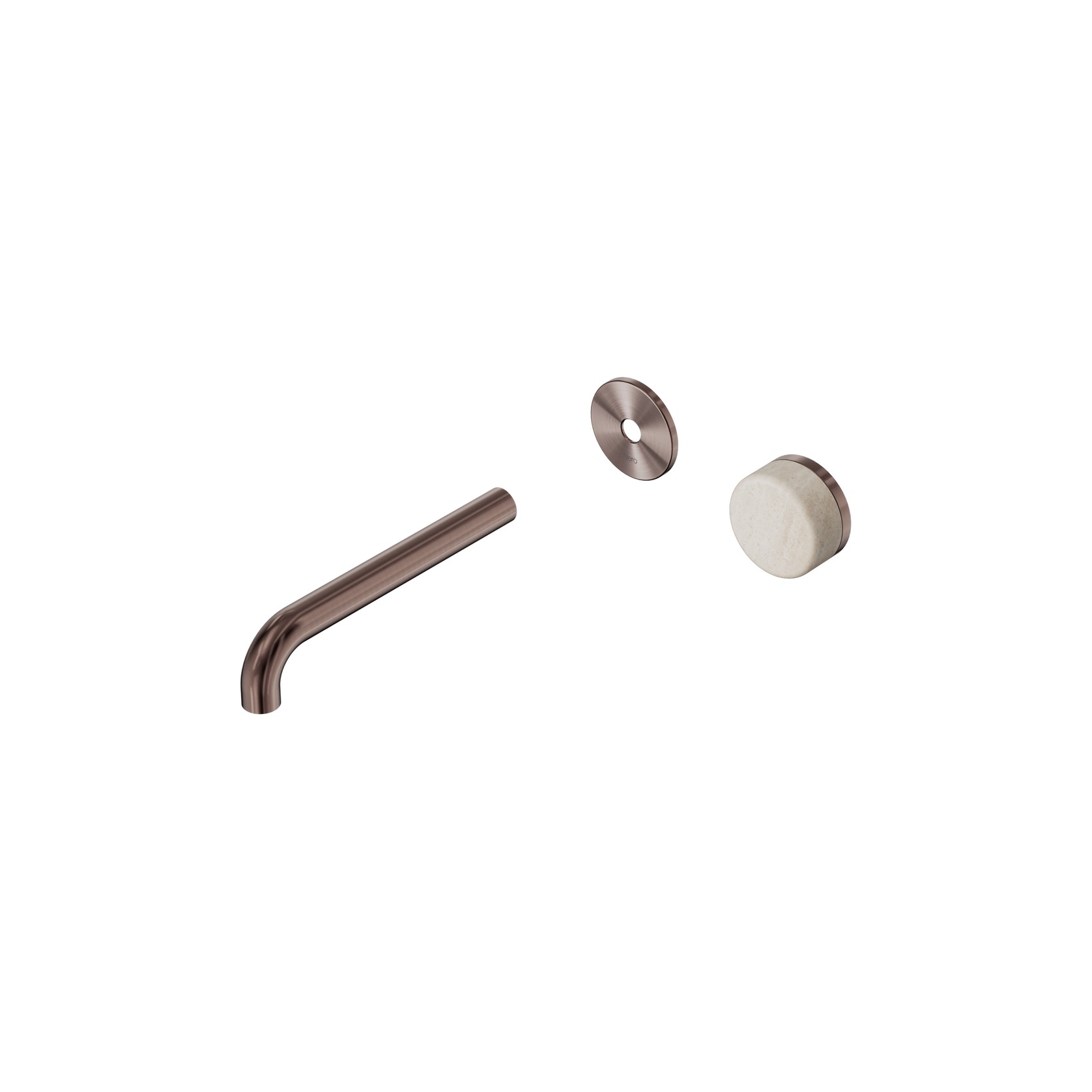 Serenity Wall Basin Mixer 185mm Spout Rome Travertine Handle Brushed Bronze gallery detail image