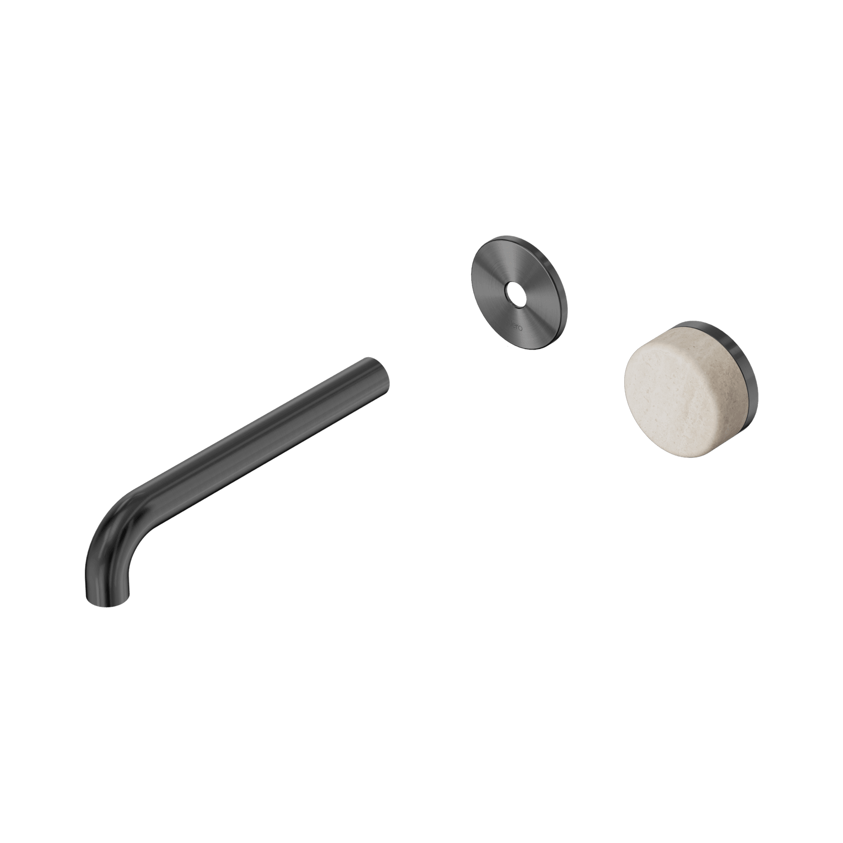 Serenity Wall Basin Mixer 185mm Spout Rome Travertine Handle Gun Metal gallery detail image