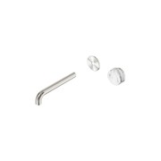 Serenity Wall Basin Mixer 185mm Spout Arabescato Corchia Handle Brushed Nickel gallery detail image