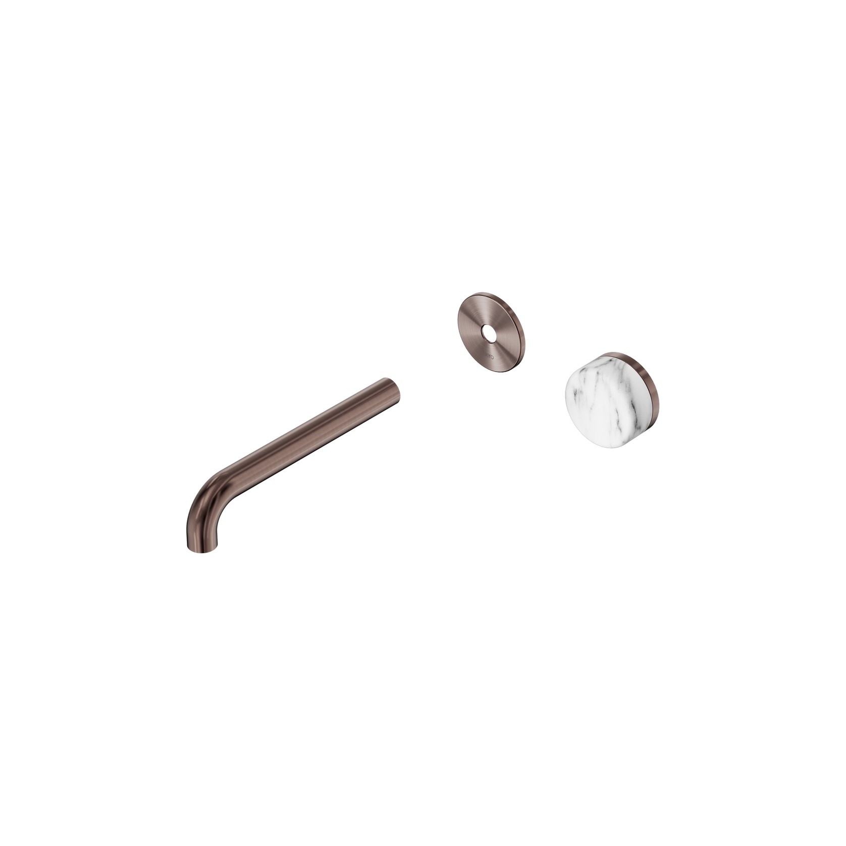 Serenity Wall Basin Mixer 185mm Spout Arabescato Corchia Handle Brushed Bronze gallery detail image