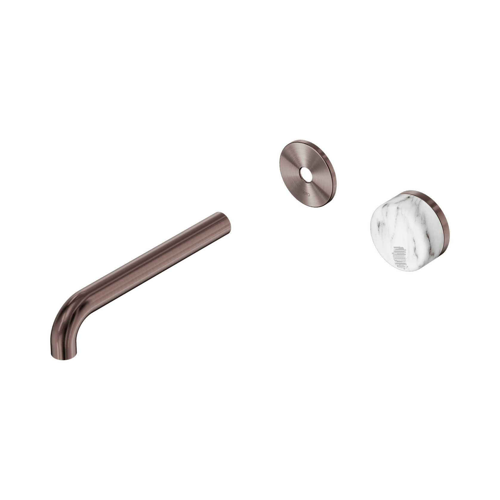 Serenity Wall Basin Mixer 185mm Spout Arabescato Corchia Handle Brushed Bronze gallery detail image