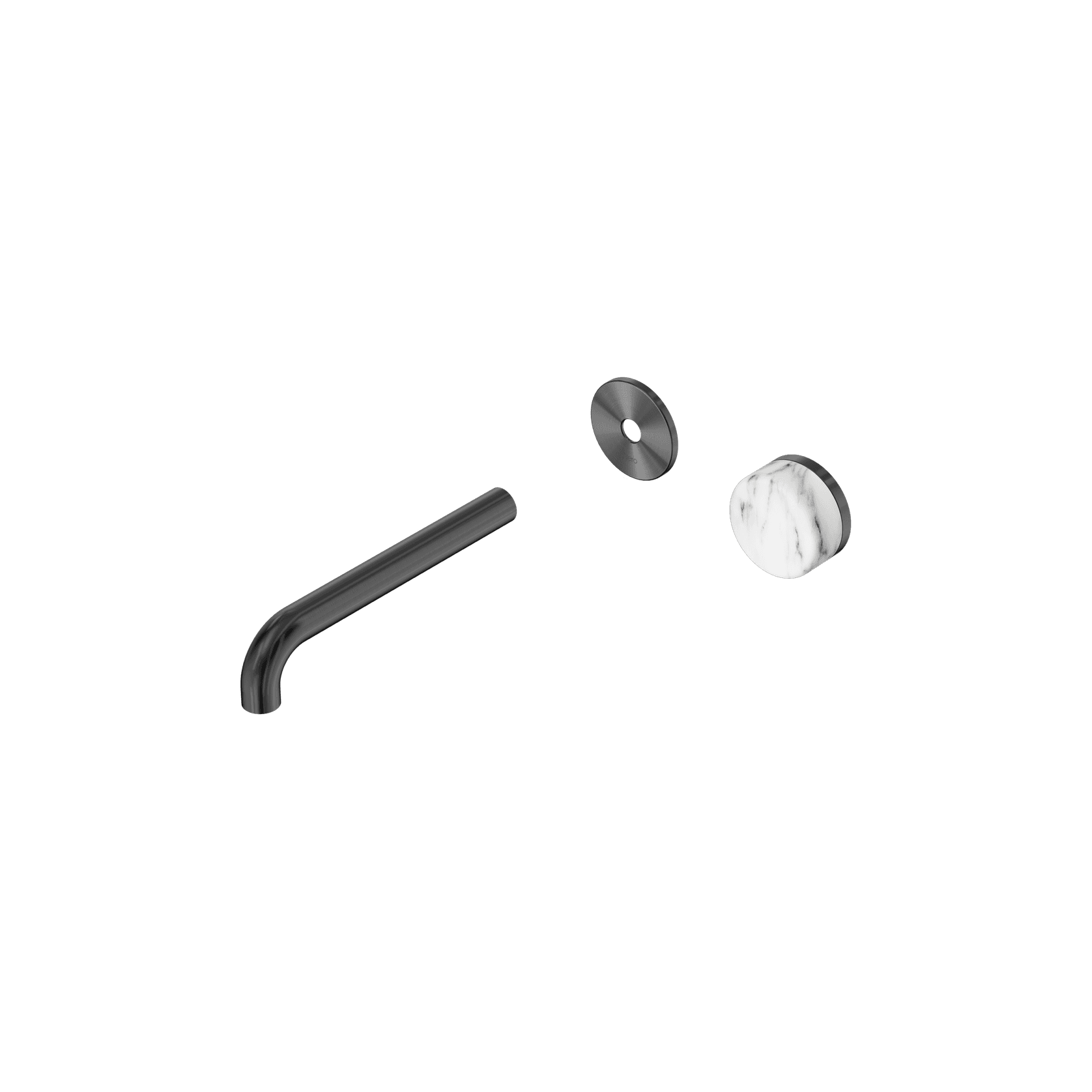 Serenity Wall Basin Mixer 185mm Spout Arabescato Corchia Handle Gun Metal gallery detail image