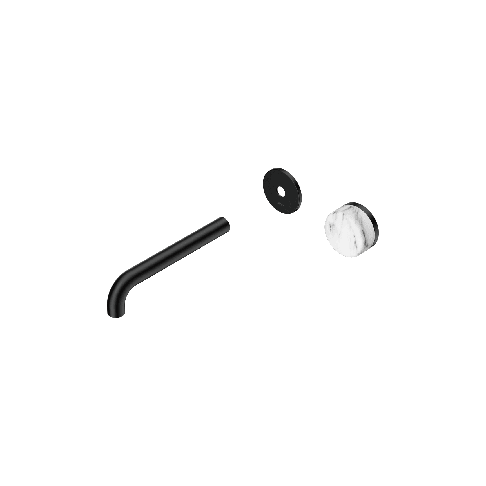 Serenity Wall Basin Mixer 185mm Spout Arabescato Corchia Handle Matte Black gallery detail image