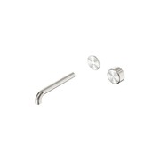 Serenity Wall Basin Mixer 185mm Spout Metal Handle Brushed Nickel gallery detail image