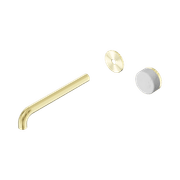 Serenity Wall Basin Mixer 220mm Spout Carrara Handle Brushed Gold gallery detail image