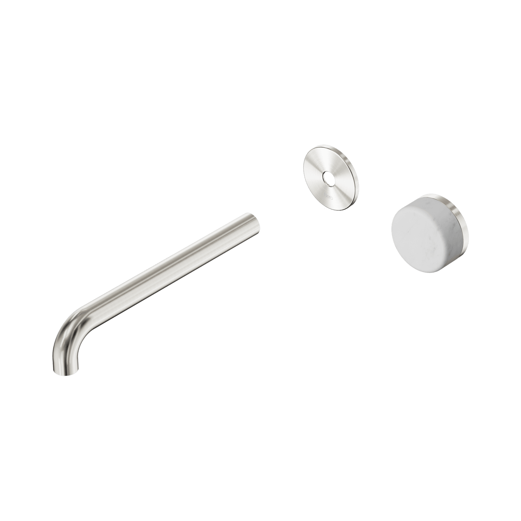 Serenity Wall Basin Mixer 220mm Spout Carrara Handle Brushed Nickel gallery detail image