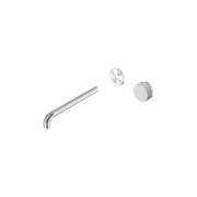 Serenity Wall Basin Mixer 220mm Spout Carrara Handle Brushed Nickel gallery detail image