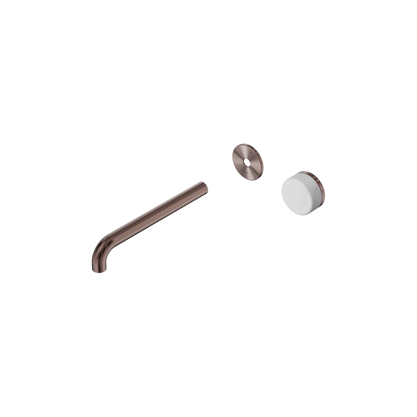 Serenity Wall Basin Mixer 220mm Spout Carrara Handle Brushed Bronze gallery detail image