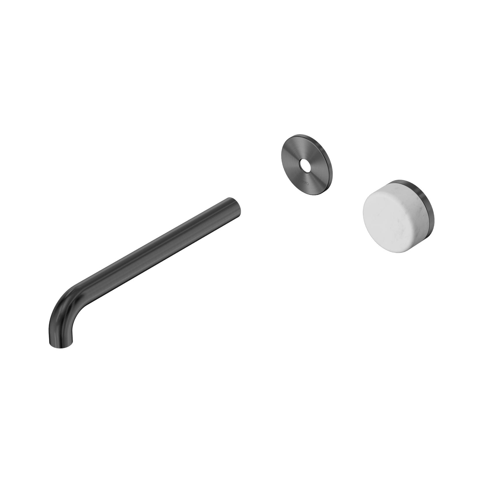 Serenity Wall Basin Mixer 220mm Spout Carrara Handle Gun Metal gallery detail image