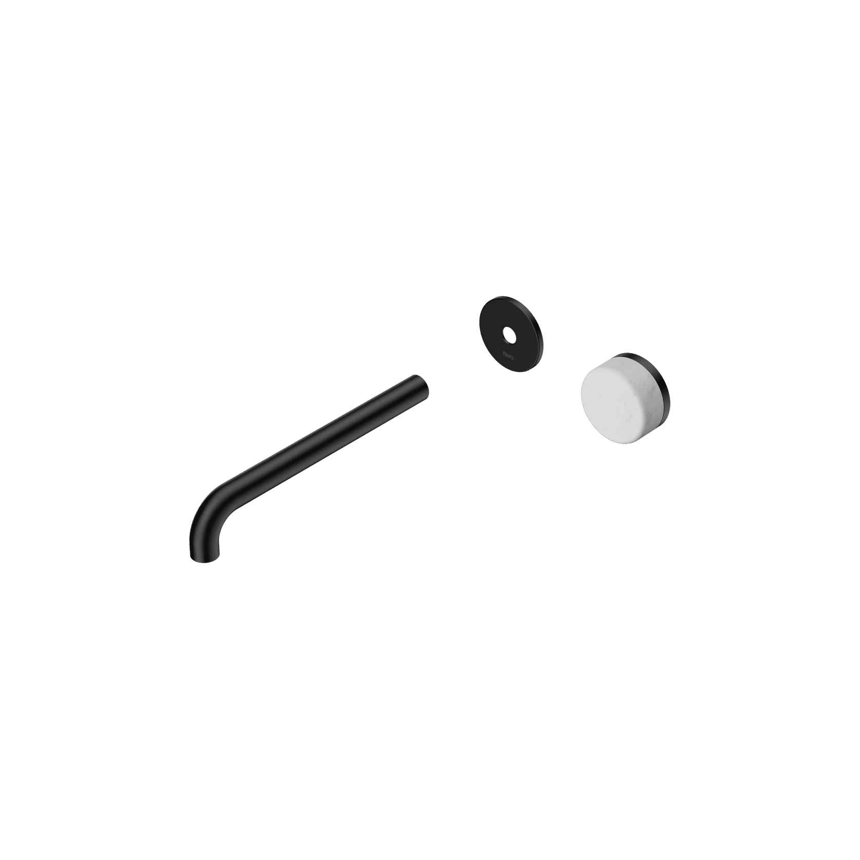 Serenity Wall Basin Mixer 220mm Spout Carrara Handle Matte Black gallery detail image