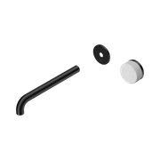 Serenity Wall Basin Mixer 220mm Spout Carrara Handle Matte Black gallery detail image