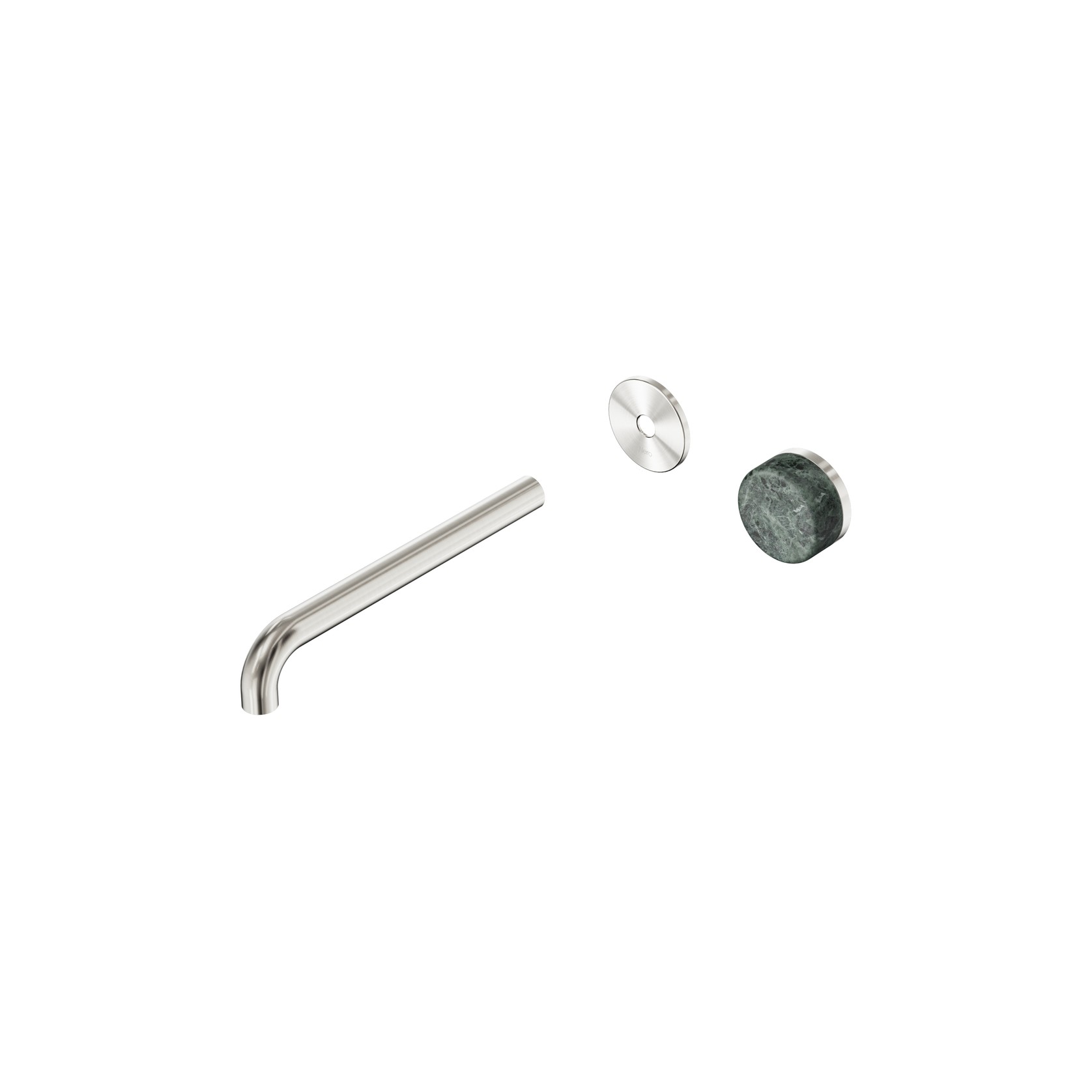 Serenity Wall Basin Mixer 220mm Spout Verde Alpi Handle Brushed Nickel gallery detail image