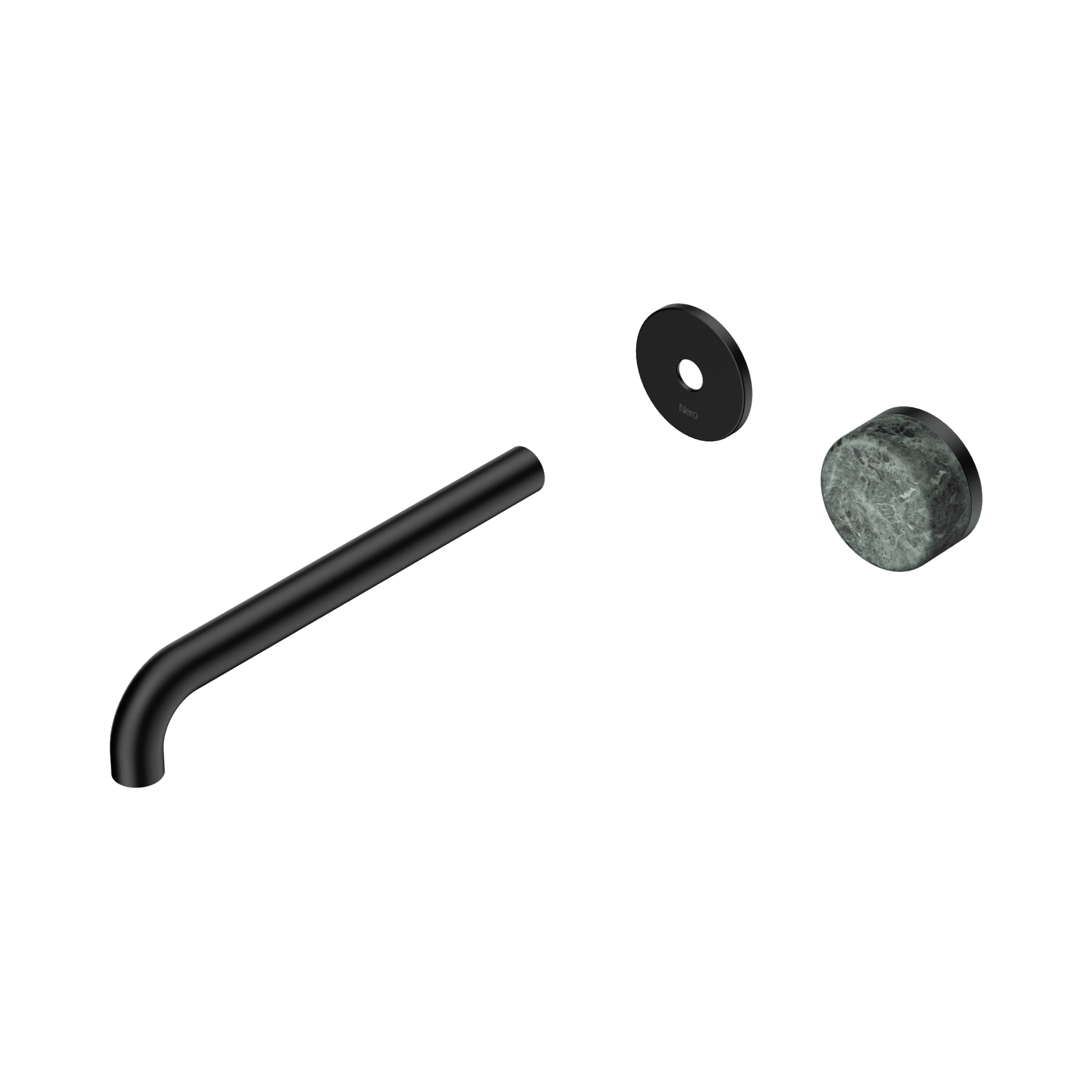 Serenity Wall Basin Mixer 220mm Spout Verde Alpi Handle Matte Black gallery detail image
