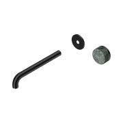 Serenity Wall Basin Mixer 220mm Spout Verde Alpi Handle Matte Black gallery detail image