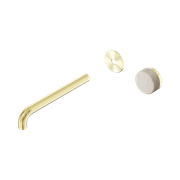 Serenity Wall Basin Mixer 220mm Spout Rome Travertine Handle Brushed Gold gallery detail image