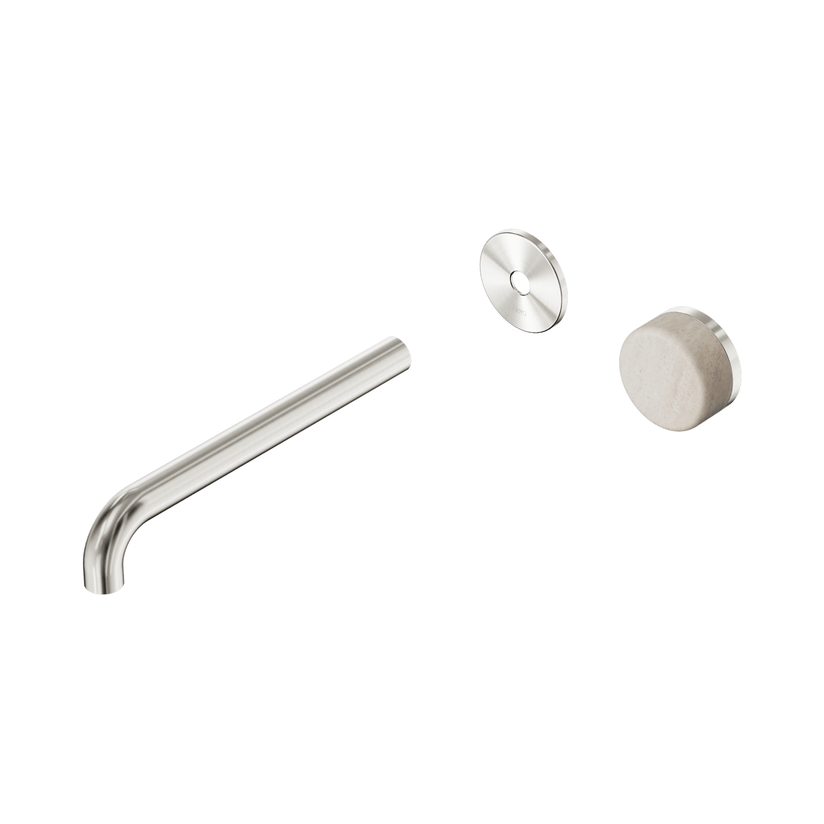 Serenity Wall Basin Mixer 220mm Spout Rome Travertine Handle Brushed Nickel gallery detail image