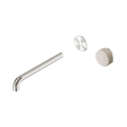 Serenity Wall Basin Mixer 220mm Spout Rome Travertine Handle Brushed Nickel gallery detail image