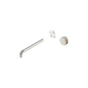 Serenity Wall Basin Mixer 220mm Spout Rome Travertine Handle Brushed Nickel gallery detail image