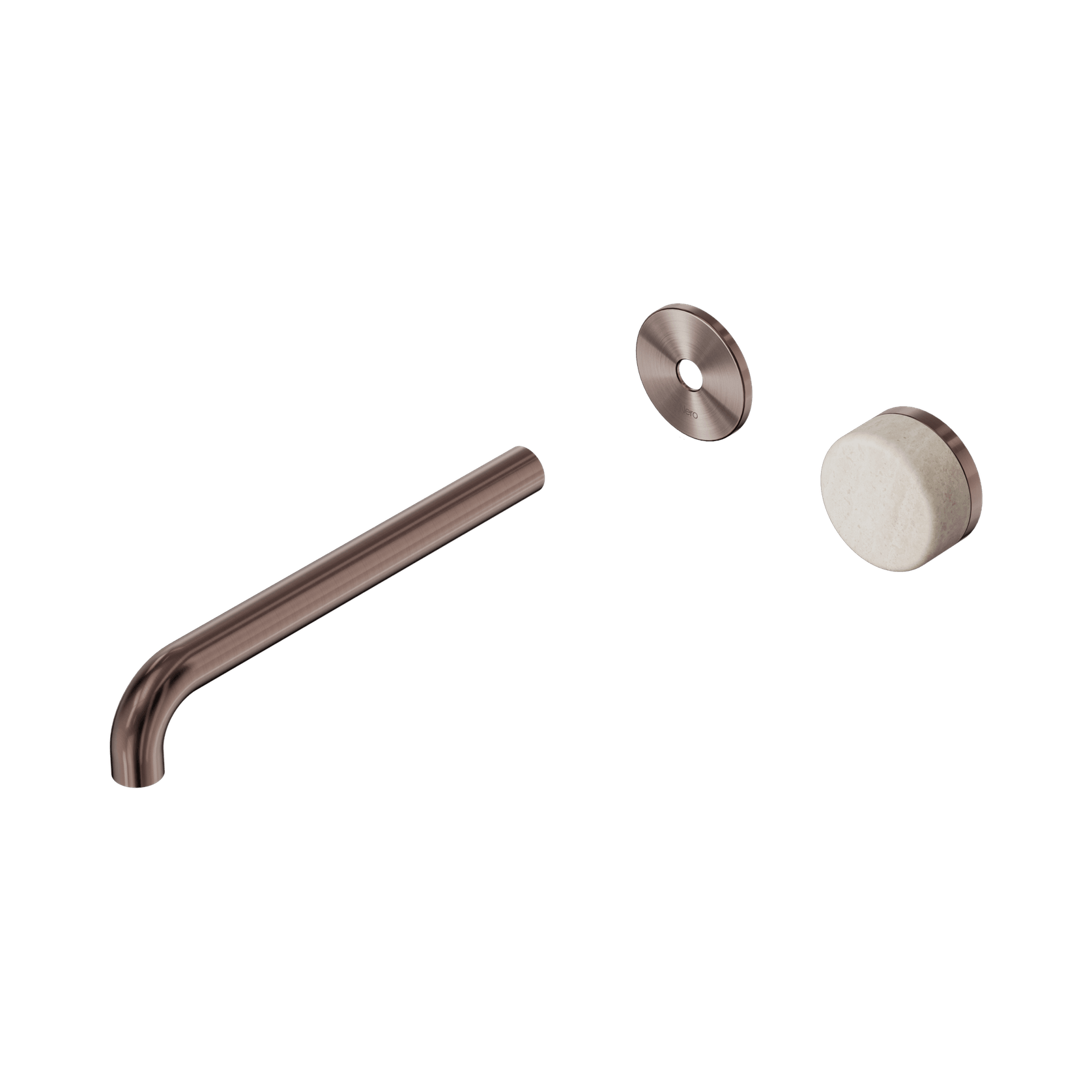 Serenity Wall Basin Mixer 220mm Spout Rome Travertine Handle Brushed Bronze gallery detail image