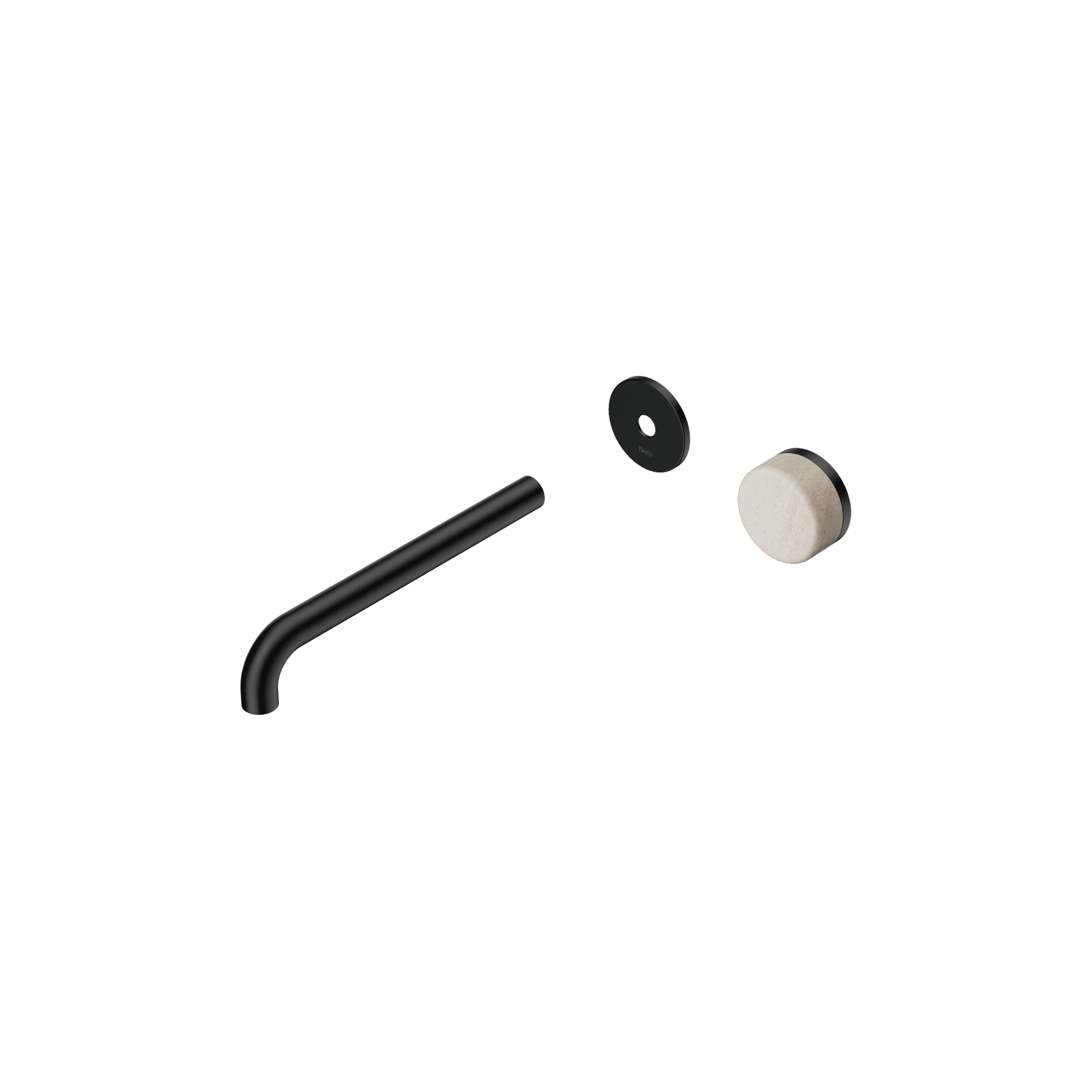 Serenity Wall Basin Mixer 220mm Spout Rome Travertine Handle Matte Black gallery detail image