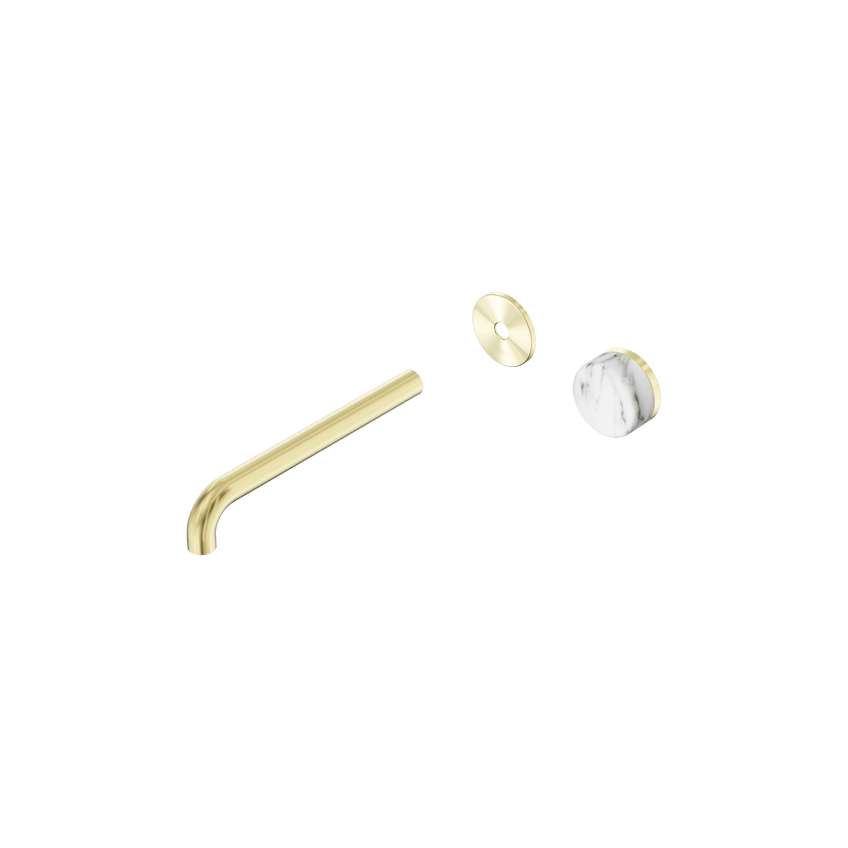 Serenity Wall Basin Mixer 220mm Spout Arabescato Corchia Handle Brushed Gold gallery detail image