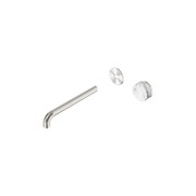 Serenity Wall Basin Mixer 220mm Spout Arabescato Corchia Handle Brushed Nickel gallery detail image