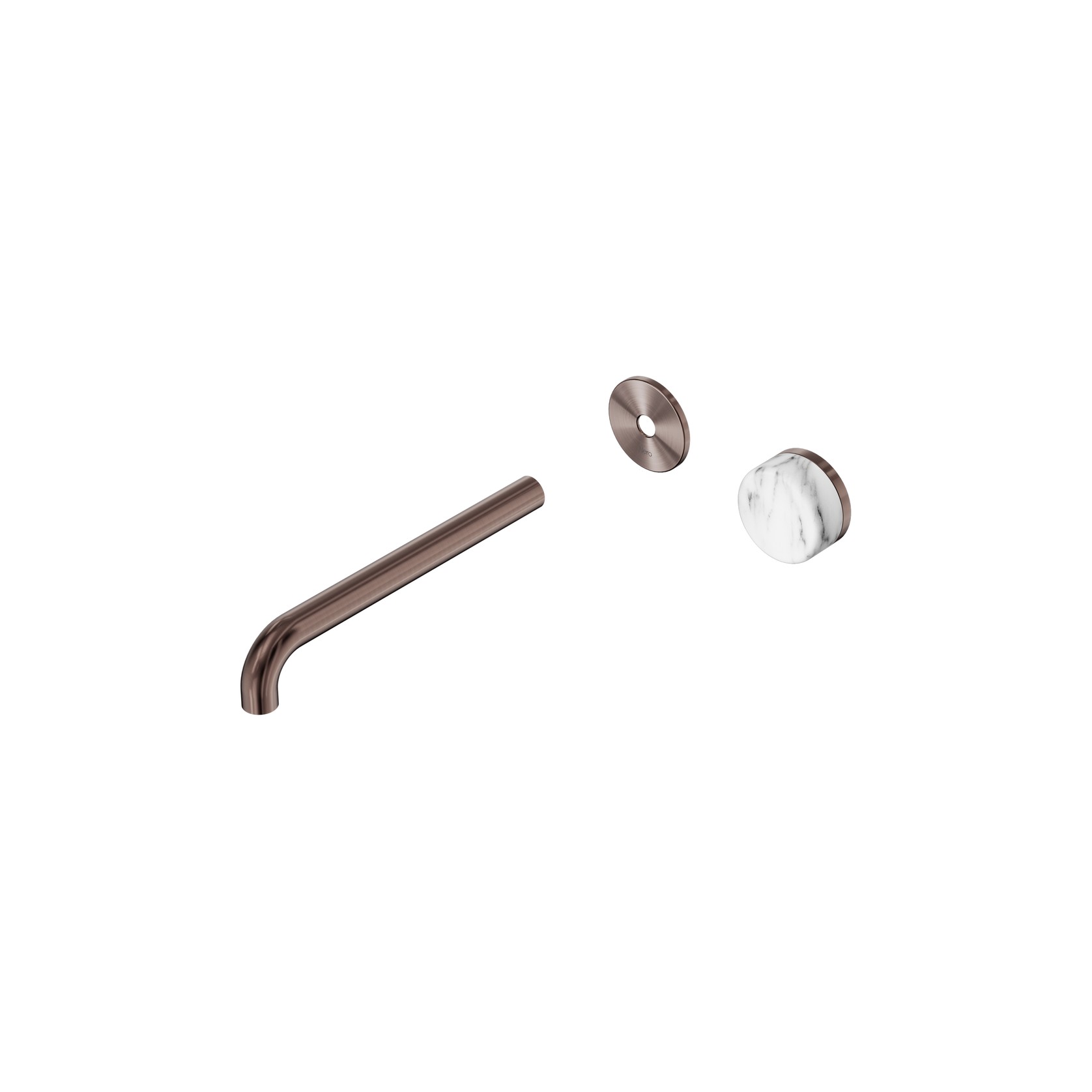 Serenity Wall Basin Mixer 220mm Spout Arabescato Corchia Handle Brushed Bronze gallery detail image