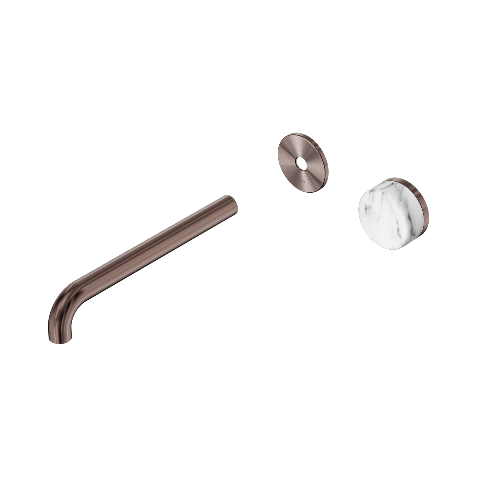 Serenity Wall Basin Mixer 220mm Spout Arabescato Corchia Handle Brushed Bronze gallery detail image