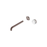 Serenity Wall Basin Mixer 220mm Spout Arabescato Corchia Handle Brushed Bronze gallery detail image