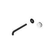 Serenity Wall Basin Mixer 220mm Spout Arabescato Corchia Handle Matte Black gallery detail image