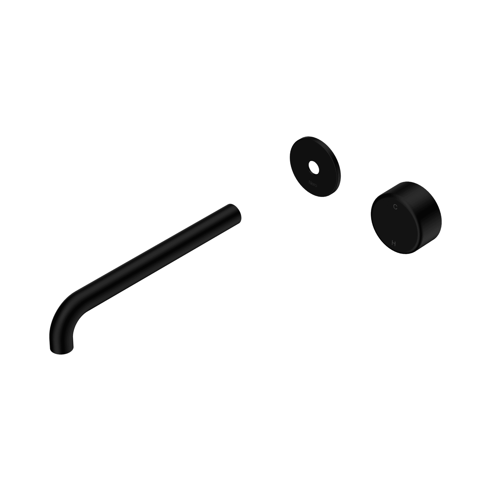 Serenity Wall Basin Mixer 220mm Spout Metal Handle Matte Black gallery detail image