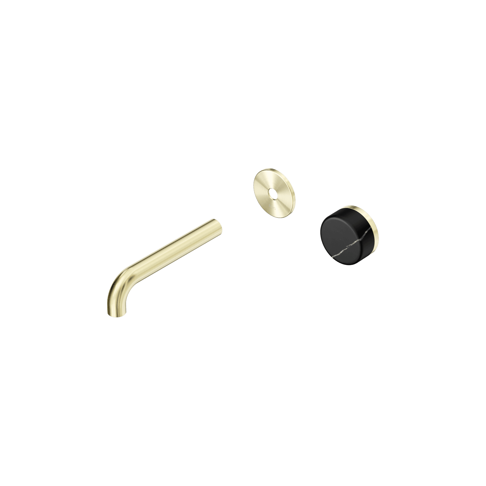 Serenity Wall Basin Mixer 160mm Spout Marquina Black Handle Brushed Gold gallery detail image