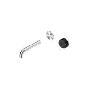 Serenity Wall Basin Mixer 160mm Spout Marquina Black Handle Brushed Nickel gallery detail image