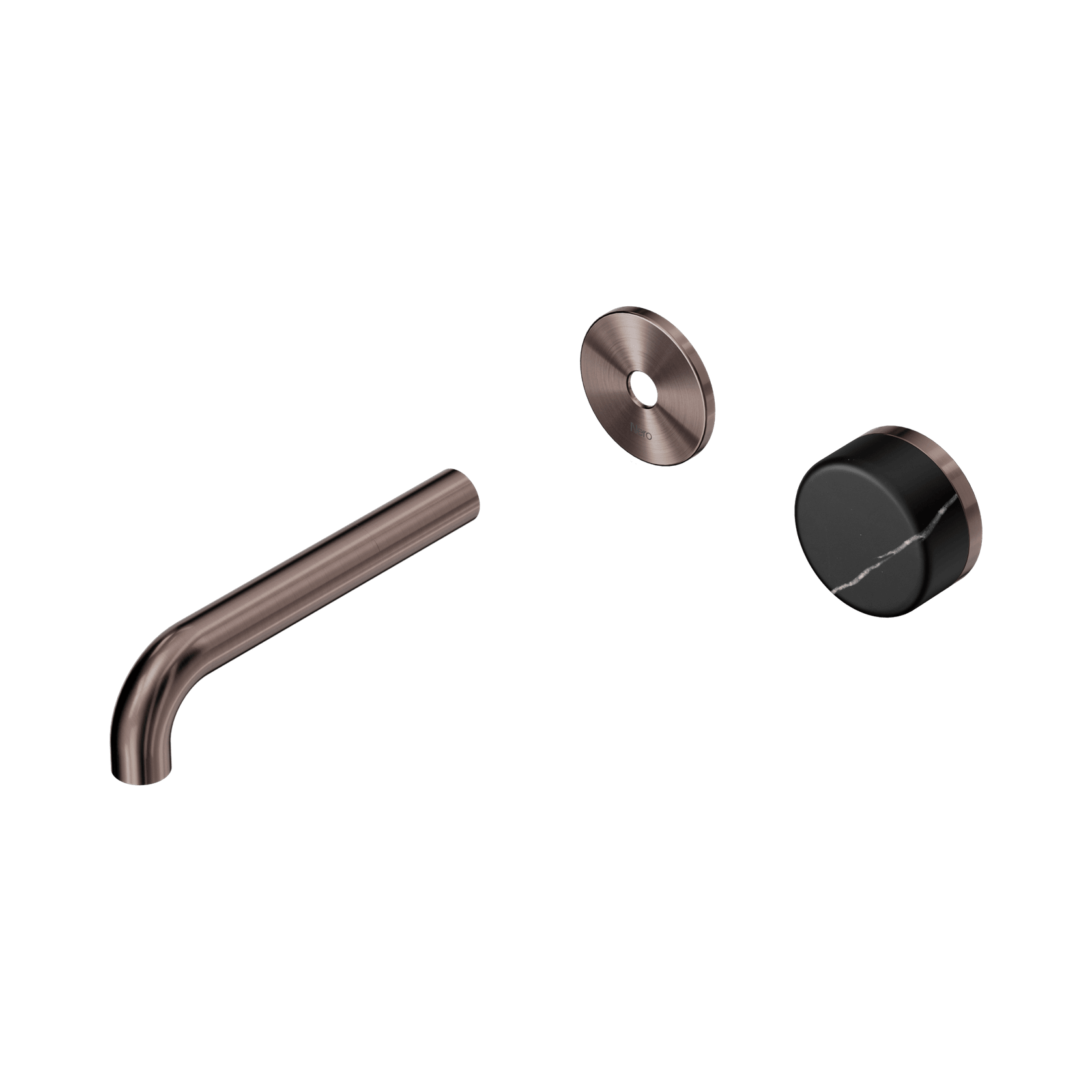 Serenity Wall Basin Mixer 160mm Spout Marquina Black Handle Brushed Bronze gallery detail image