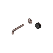 Serenity Wall Basin Mixer 160mm Spout Marquina Black Handle Brushed Bronze gallery detail image