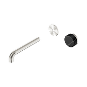 Serenity Wall Basin Mixer 185mm Spout Marquina Black Handle Brushed Nickel gallery detail image